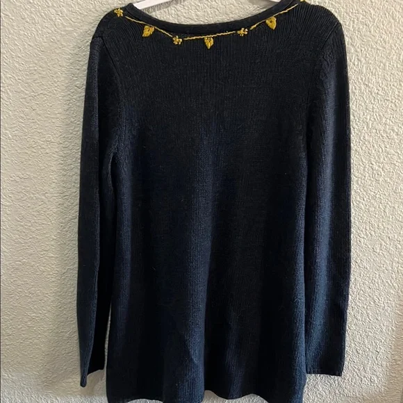 Soft Surroundings Navy and Gold Embroidered Sweater size XL - Picture 3 of 4